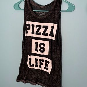 Dark gray and white graphic tank top